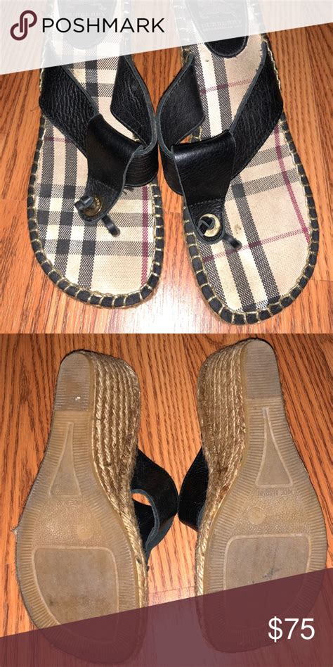 burberry wedges saks|Burberry flip flops.